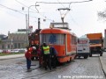 Pracovní vůz T3 ev.č.5521 při kolaudaci křižovatky dolní Klárov | 18.4.2006