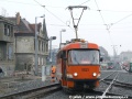Měřící vůz T3 ev.č.5521 během kolaudace tramvajové tratě v ulici Milady Horákové vjíždí do smyčky Špejchar od Sparty | 2.11.2009