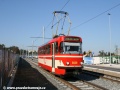 Cvičný vůz T3R.P ev.č.5526 seznamující řidiče tramvají s novou podobou tramvajové tratě klesá na Hradčanskou | 5.9.2010
