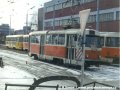 Pracovní vůz T3 ev.č.5531 vozovny Kobylisy v Opravně tramvají Ústředních dílen DP Praha. | 18.1.1995