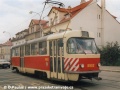 Manipulační vůz T3 vozovny Kobylisy ev.č.5552 v zastávce Líbeznická. | 19.6.1998