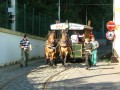 A jedeme, koně poprvé zabraly a po objízdné koleji vozovny Motol táhnou vlečný vůz koňky ev.č.90 | 27.8.2005