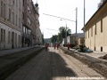 Snesená tramvajová trať tvořená velkoplošnými panely BKV v ulici Na Slupi po odfrézování podkladních vrstev | 17.9.2010