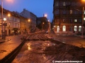 Dokončená kolejová konstrukce v křižovatce ulic Vyšehradská x Botanická a Na Slupi vyčkává na zatvrdnutí podkladního betonu | 27.9.2010
